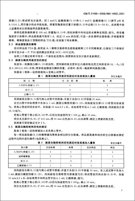 大豆制品中胰蛋白酶抑制剂 活性的测定(GB\/T 