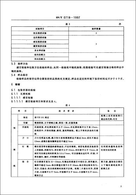 出口服装纺织品类商品运输包装检验规程(SN\/T