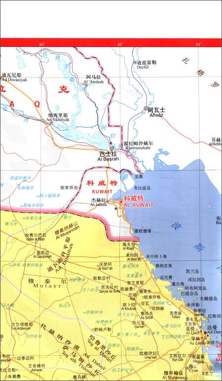 世界分国地图亚洲:沙特阿拉伯巴林卡塔尔阿拉