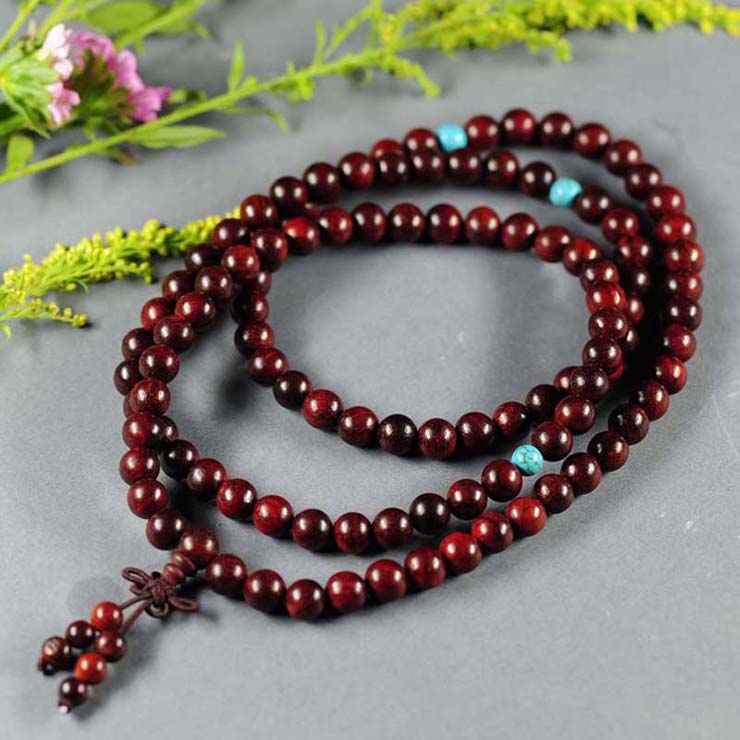 玉真了 天然小叶紫檀手链-108颗念珠手串 女款