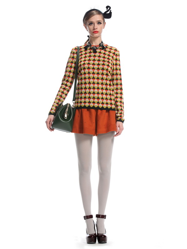 chirly 欧时力 女式 毛呢拼接钉珠<em>高腰A字短裤</em> 1