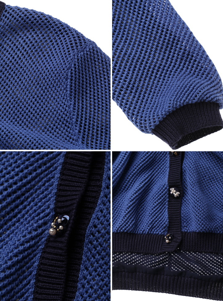 ochirly 欧时力 女式 通勤麻<em>七分袖针织衫开衫</em> 深