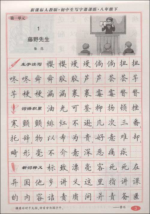 初中生写字课课练:8下(新课标人教版)(配图字帖