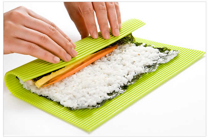 H.Ksilicone CHAEUM 卷寿司工具\/紫菜包饭卷帘 绿色-厨具-亚马逊