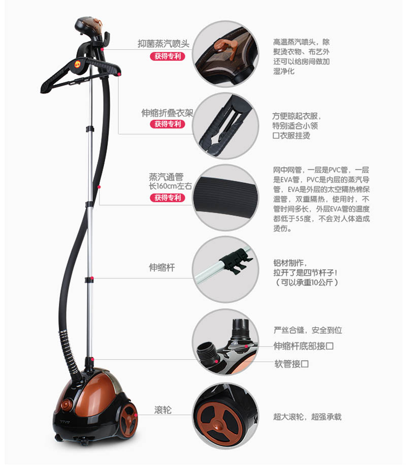 SINCERE-HOME 贝尔莱德蒸汽挂烫机GS26-BJ\/H(香槟橙)-厨具-亚马逊